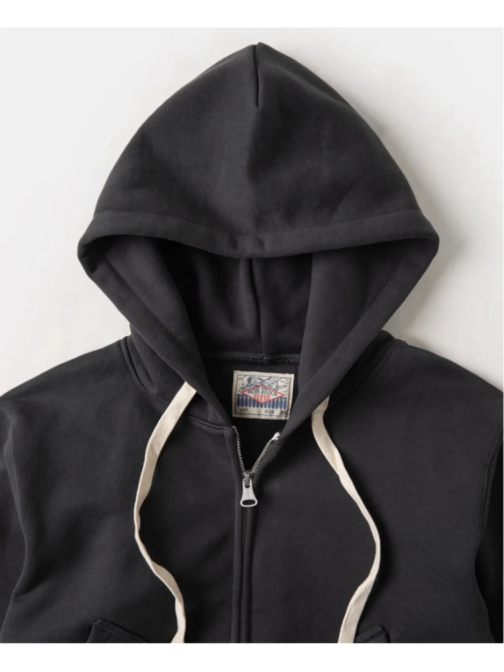 17.5 oz Terry Cloth Zip-Up Hoodie - Vintage Black Non Stock Mfg. Co. - Picture 5 of 15
